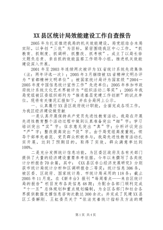 XX县区统计局效能建设工作自查报告 