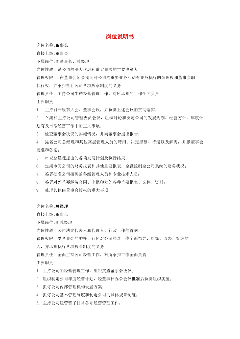 某公司近50个岗位岗位说明书（ 39）_第1页