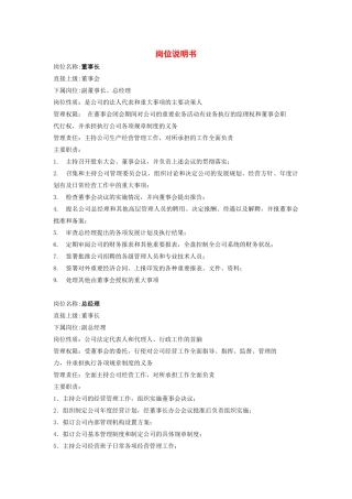 某公司近50个岗位岗位说明书（ 39）