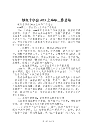 镇红十字会20XX上半年工作总结
