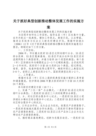 关于抓好典型创新推动整体发展工作的方案 