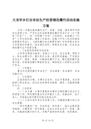 大龙华乡打击非法生产经营烟花爆竹活动方案 