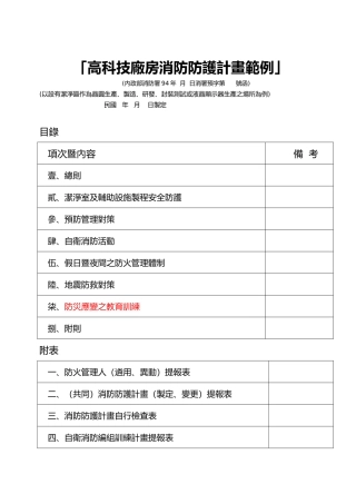 高科技厂房消防防护计画范例