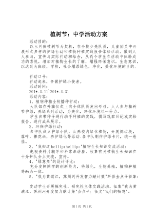 植树节：中学活动方案