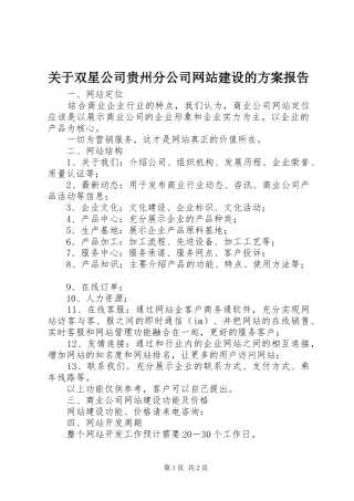 关于双星公司贵州分公司网站建设的实施方案报告 