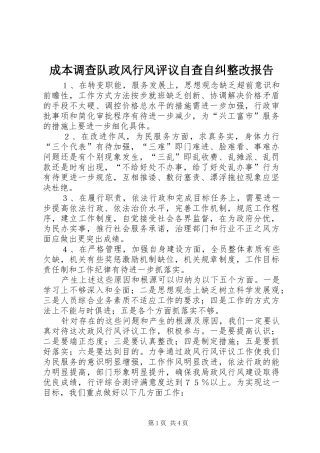 成本调查队政风行风评议自查自纠整改报告 