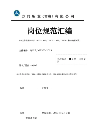 岗位职责汇编(力同)
