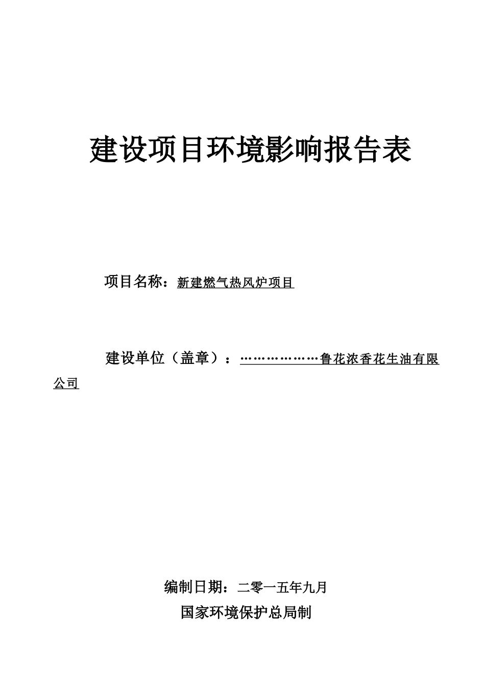 鲁花热风炉环境影响评价报告表_第1页