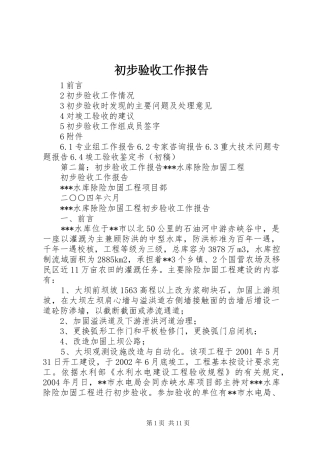 初步验收工作报告 