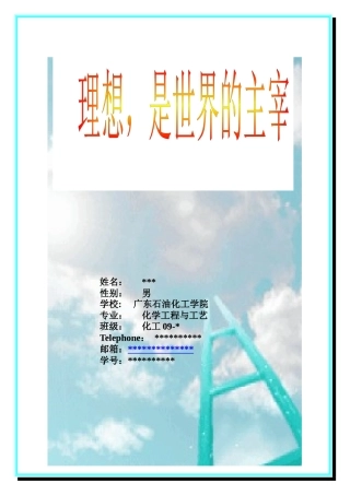 大学生职业生涯规划 化学工程与工艺