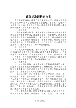蔬菜标准园构建方案