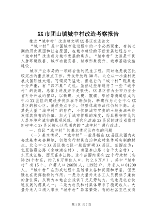 XX市团山镇城中村改造考察报告 
