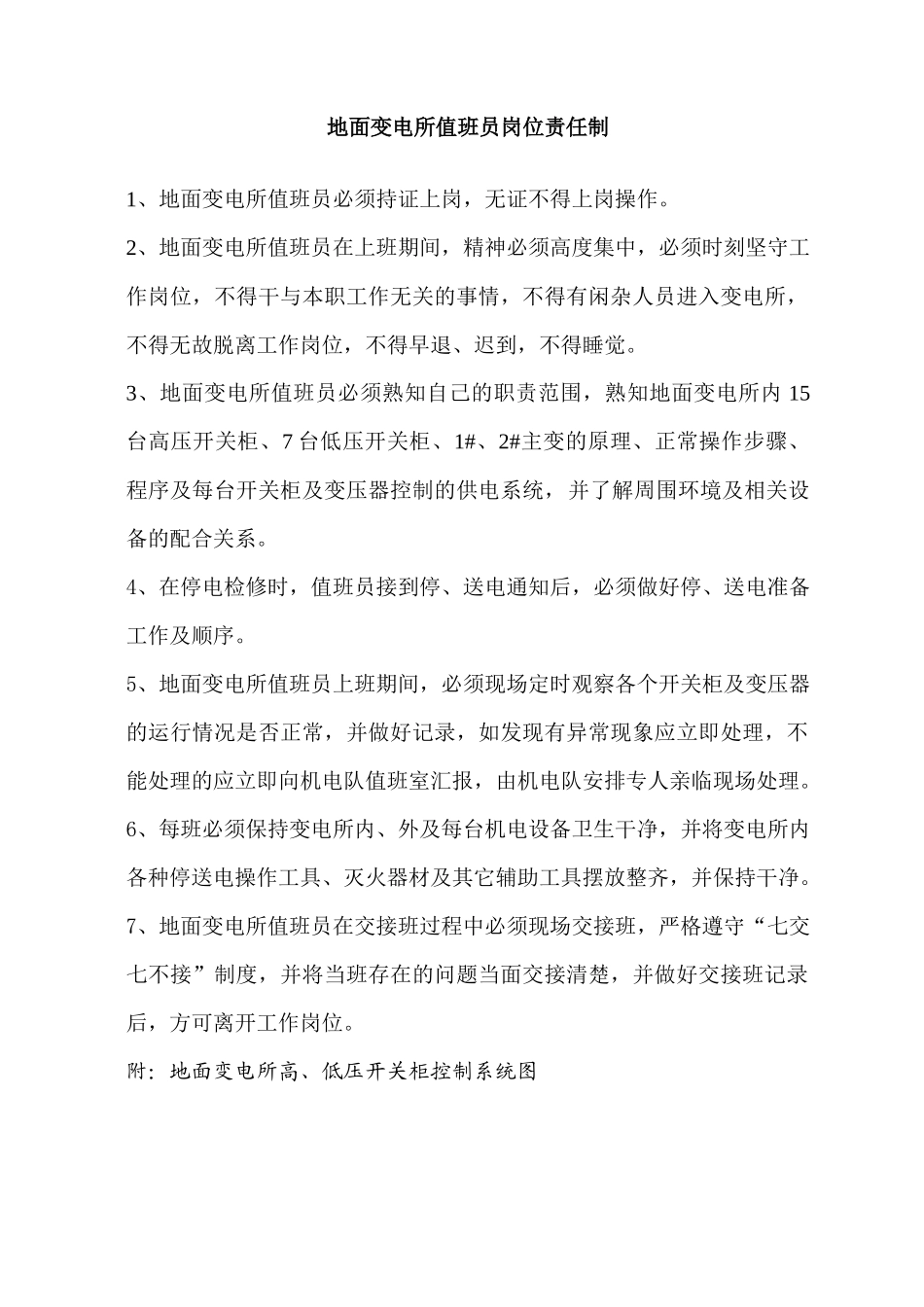 地面变电所变电工岗位责任制(XXXX-1-26)_第1页