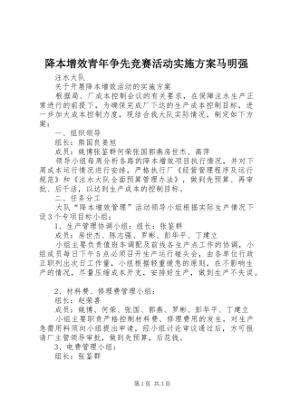 降本增效青年争先竞赛活动方案马明强 