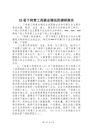 XX省下岗青工再就业情况的调研报告 (22)