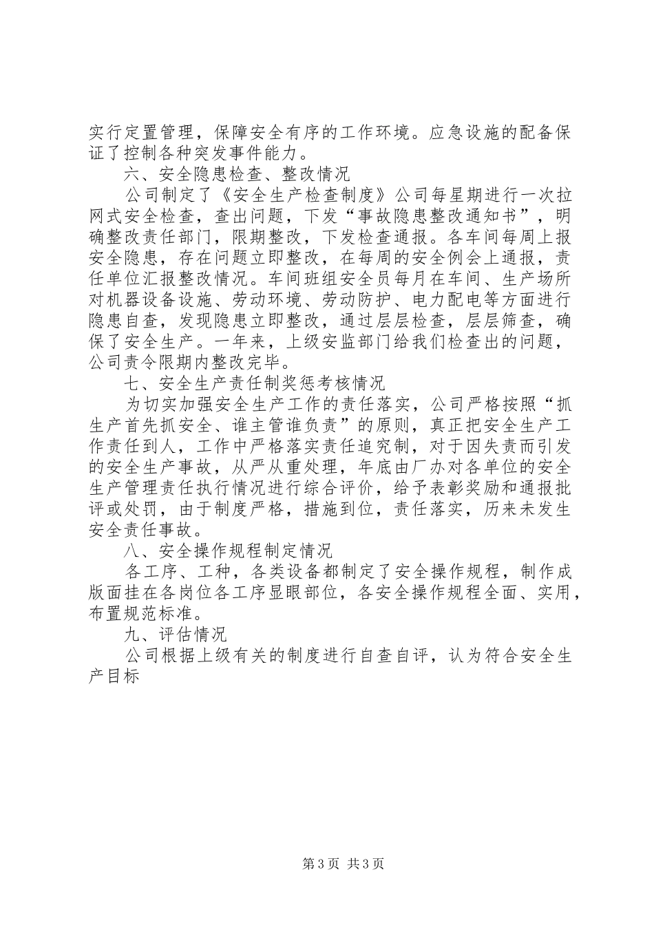 安全生产目标完成效果评估报告 _第3页