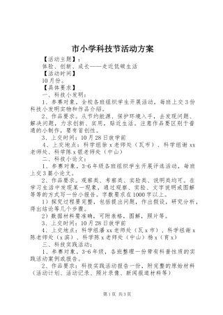 市小学科技节活动方案