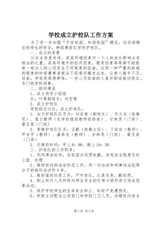 学校成立护校队工作方案