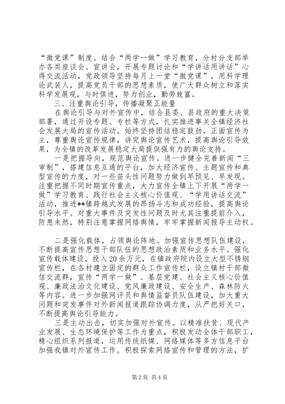 镇XX年意识形态工作责任制落实情况总结_第2页