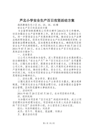 芦北小学安全生产百日攻坚活动实施方案 