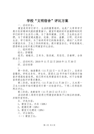 学校“文明宿舍”评比实施方案 