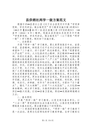 县供销社两学一做方案范文