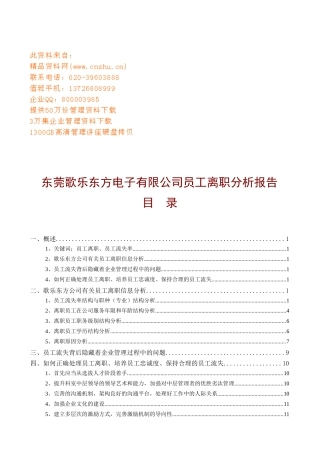 电子公司员工离职分析报告
