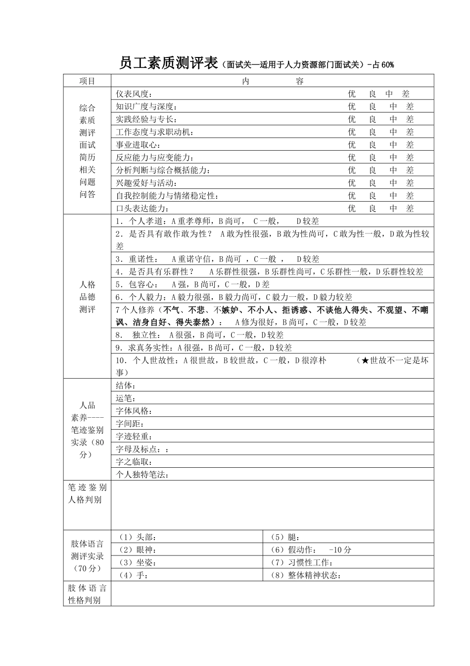 面试素质综合测评-资料1_第1页