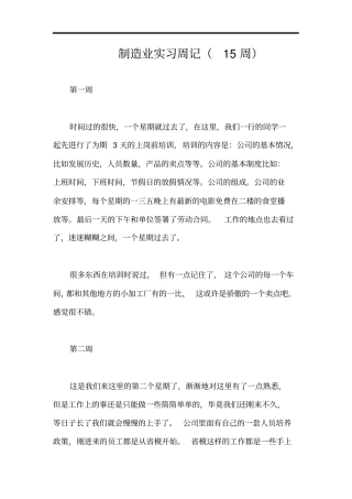 制造业实习周记(15周)