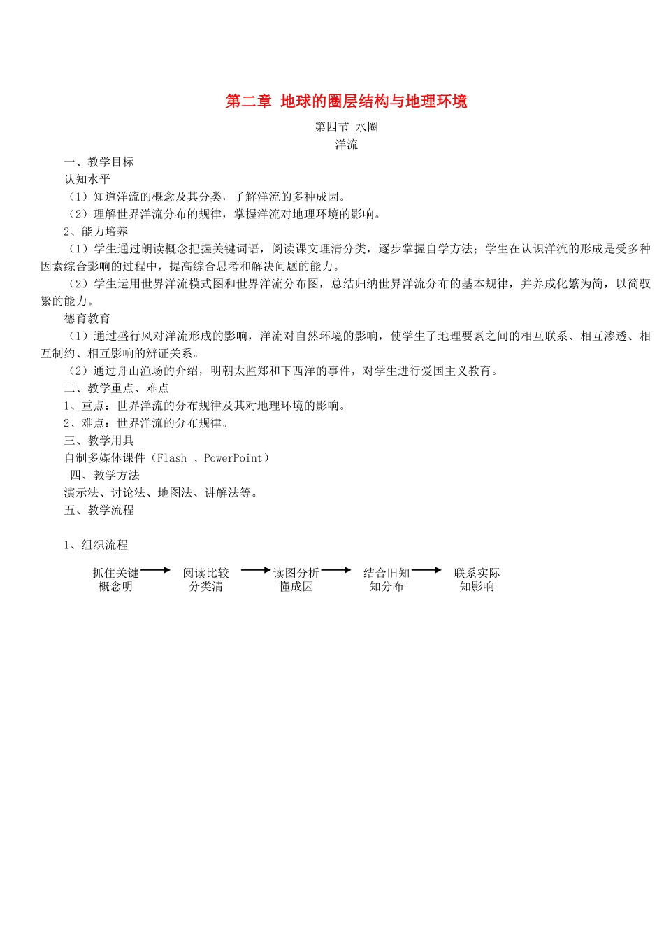 地理教案教学设计第二章地球的圈层结构与地理环境_第1页