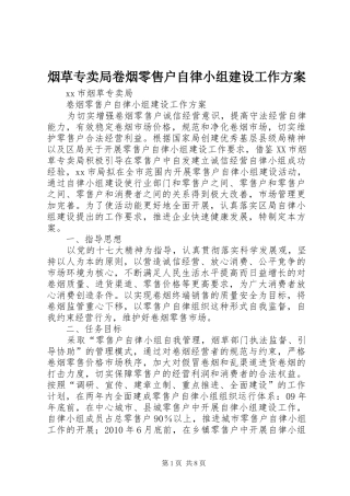 烟草专卖局卷烟零售户自律小组建设工作实施方案 