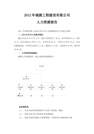 某工程建设有限公司人力资源报告