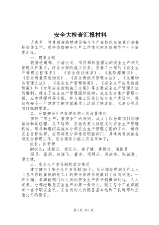 安全大检查汇报材料 