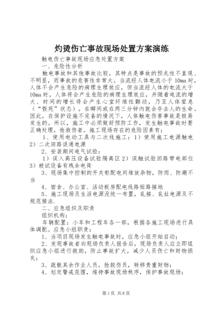 灼烫伤亡事故现场处置实施方案演练 
