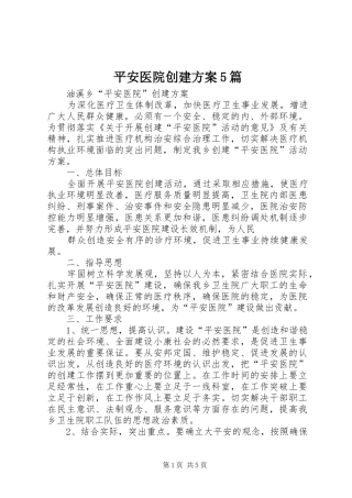 平安医院创建实施方案5篇 