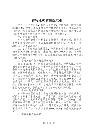 畜牧业灾情情况汇报 