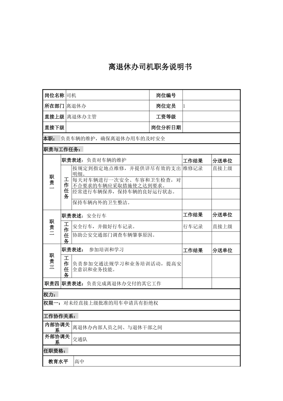 离退休办司机岗位说明书_第1页