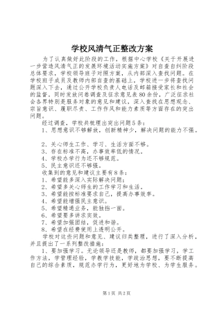 学校风清气正整改实施方案 