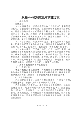 乡集体林权制度改革实施方案