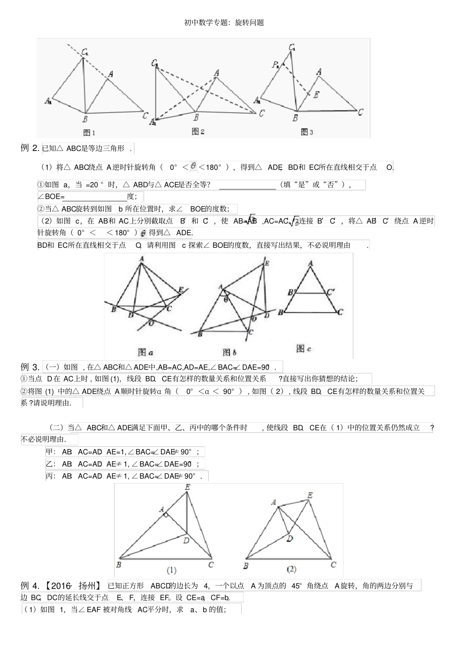 初中数学专题：旋转问题_第2页