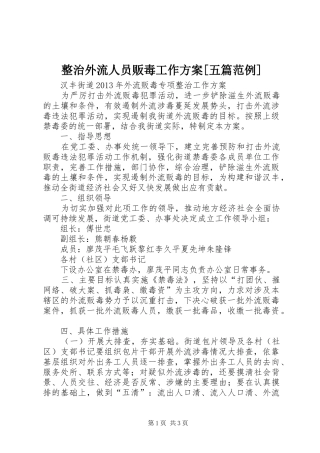 整治外流人员贩毒工作实施方案[五篇范例] 