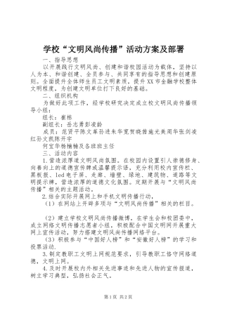 学校“文明风尚传播”活动方案及部署