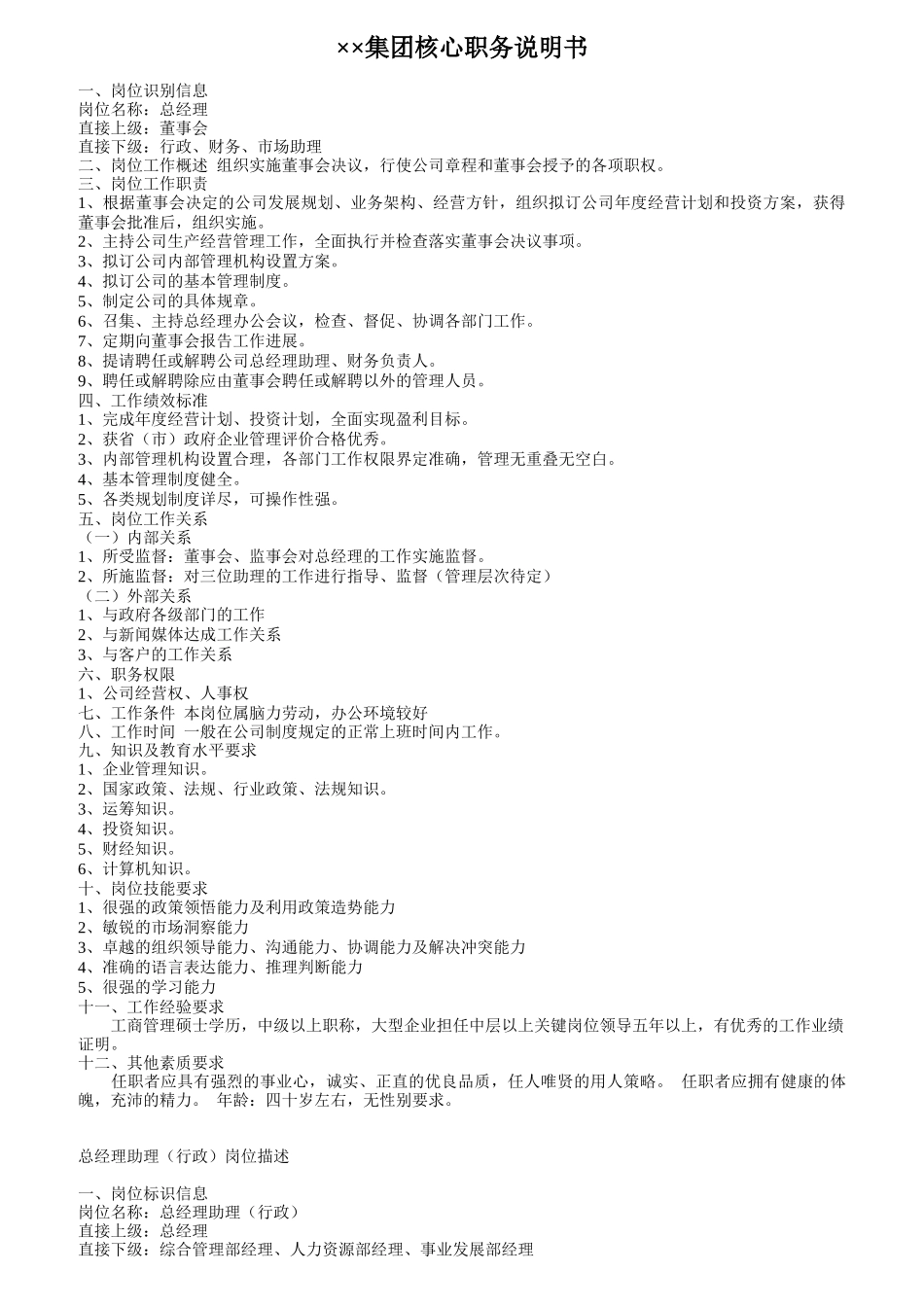 某IT集团核心职务说明书_第1页