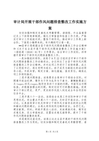 审计局开展干部作风问题排查整改工作实施方案