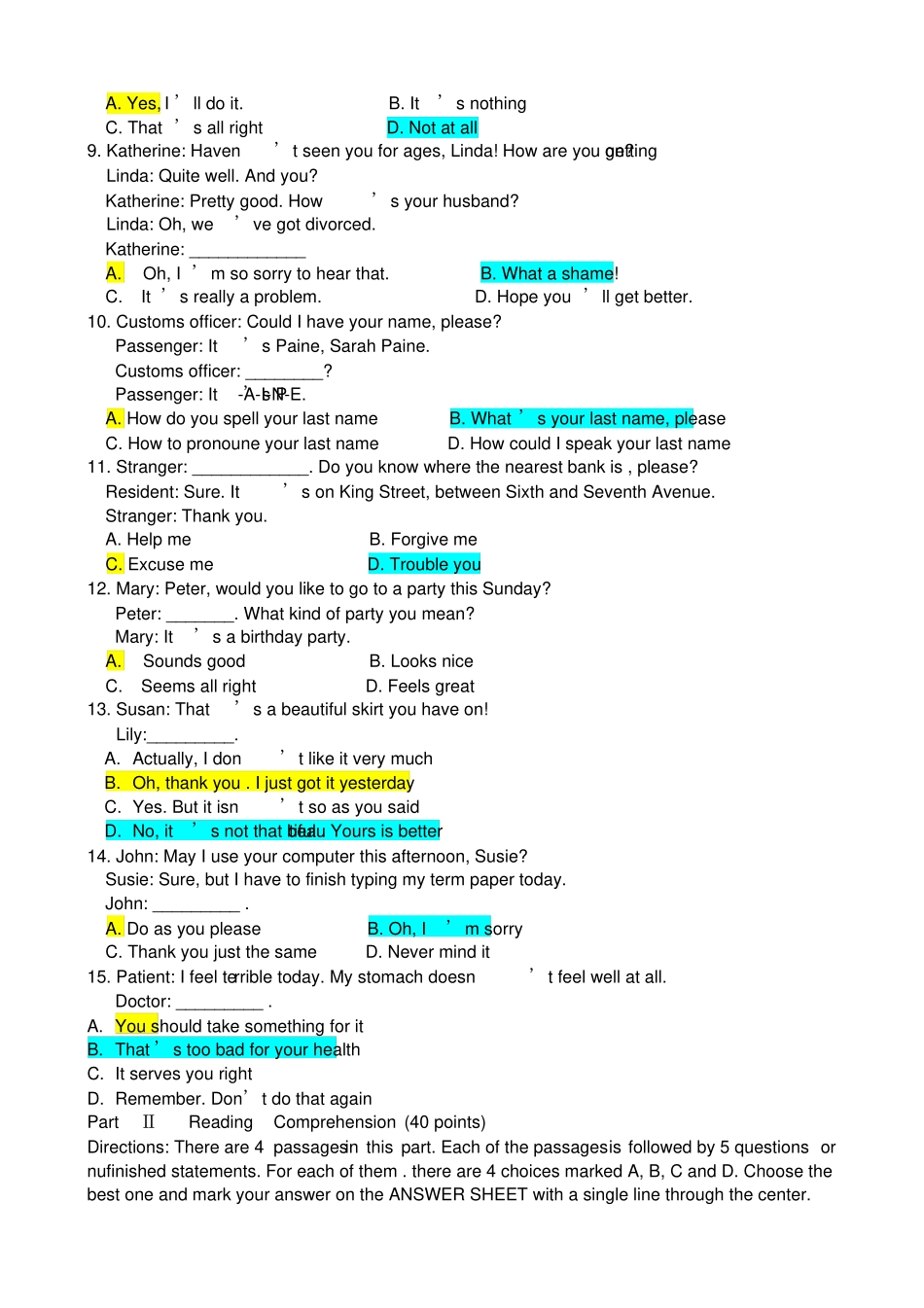 学士学位英语试题及答案_第2页