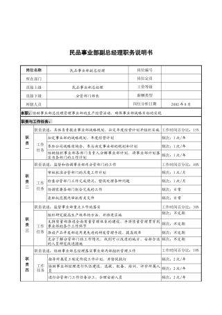 军工行业-民品事业部-副总经理岗位说明书