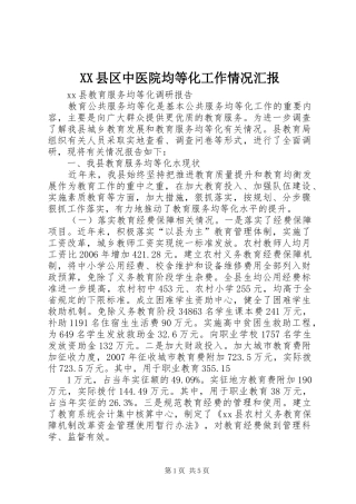 XX县区中医院均等化工作情况汇报 