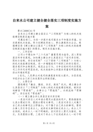 自来水公司建立健全健全落实三项制度实施方案