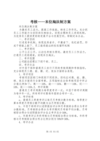 考核——末位淘汰制实施方案 