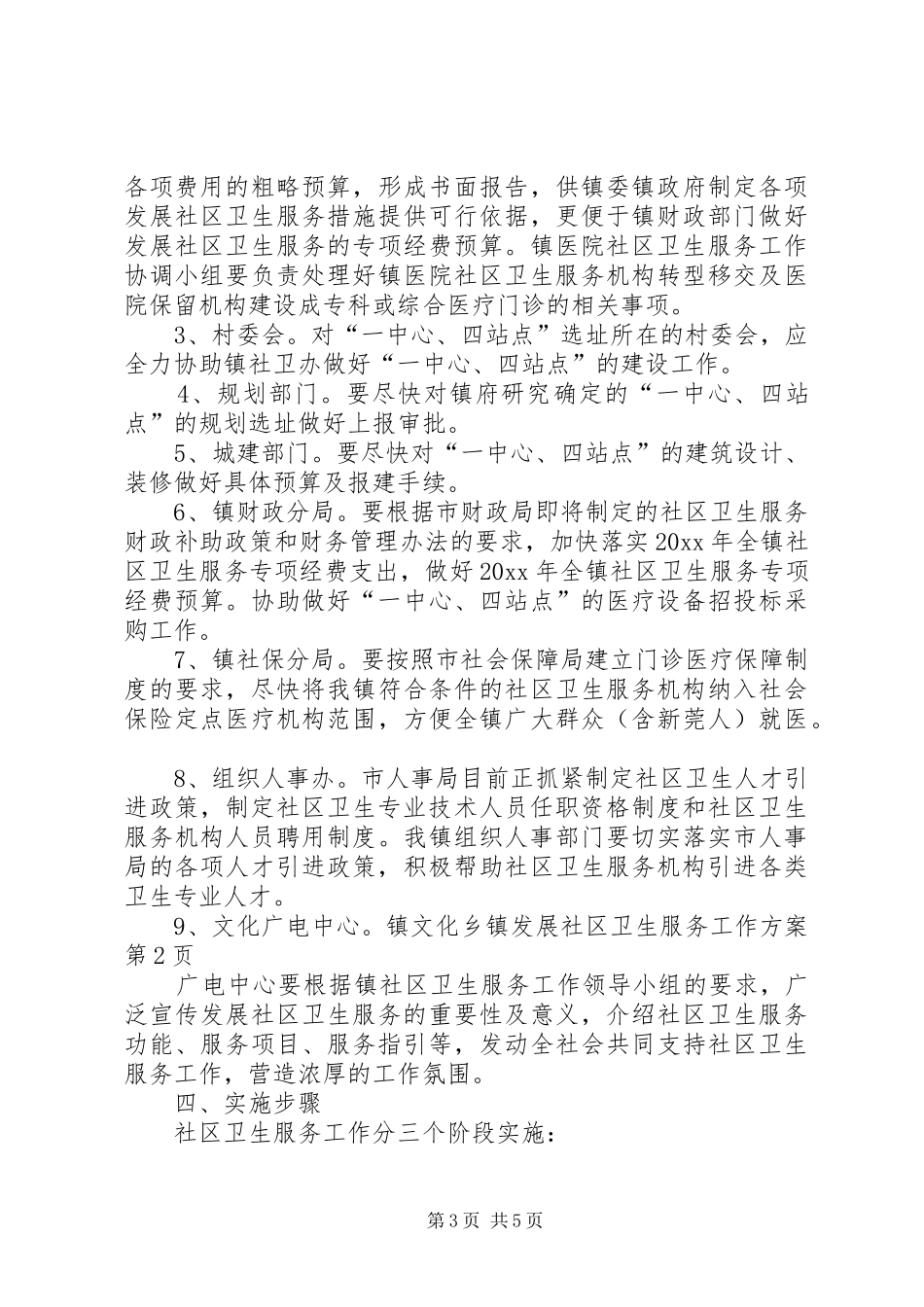 乡镇发展社区卫生服务工作方案_第3页
